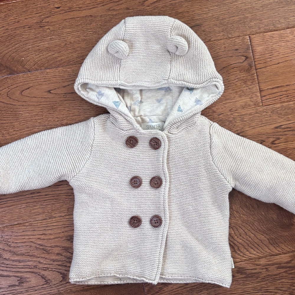 Cozy Beige Knit Baby Hoodie